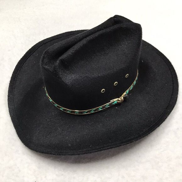 WESTERN EXPRESS Felt Stetson Hat Men 7 Cowboy Westworld Man in Black Gold Trim - Picture 1 of 14